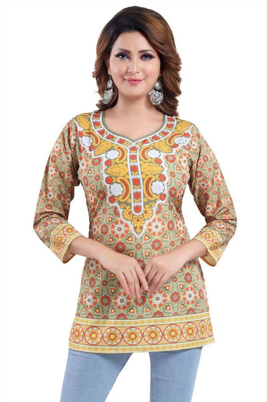 Snehal Creations Faux Crepe Printed Tunic Top