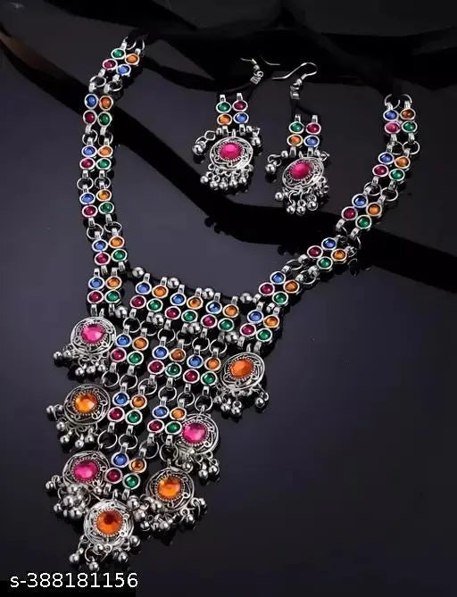 Tehzeeb Creations Women's Multi Colour Meenakari Work Necklace Set Tehzeeb Creations