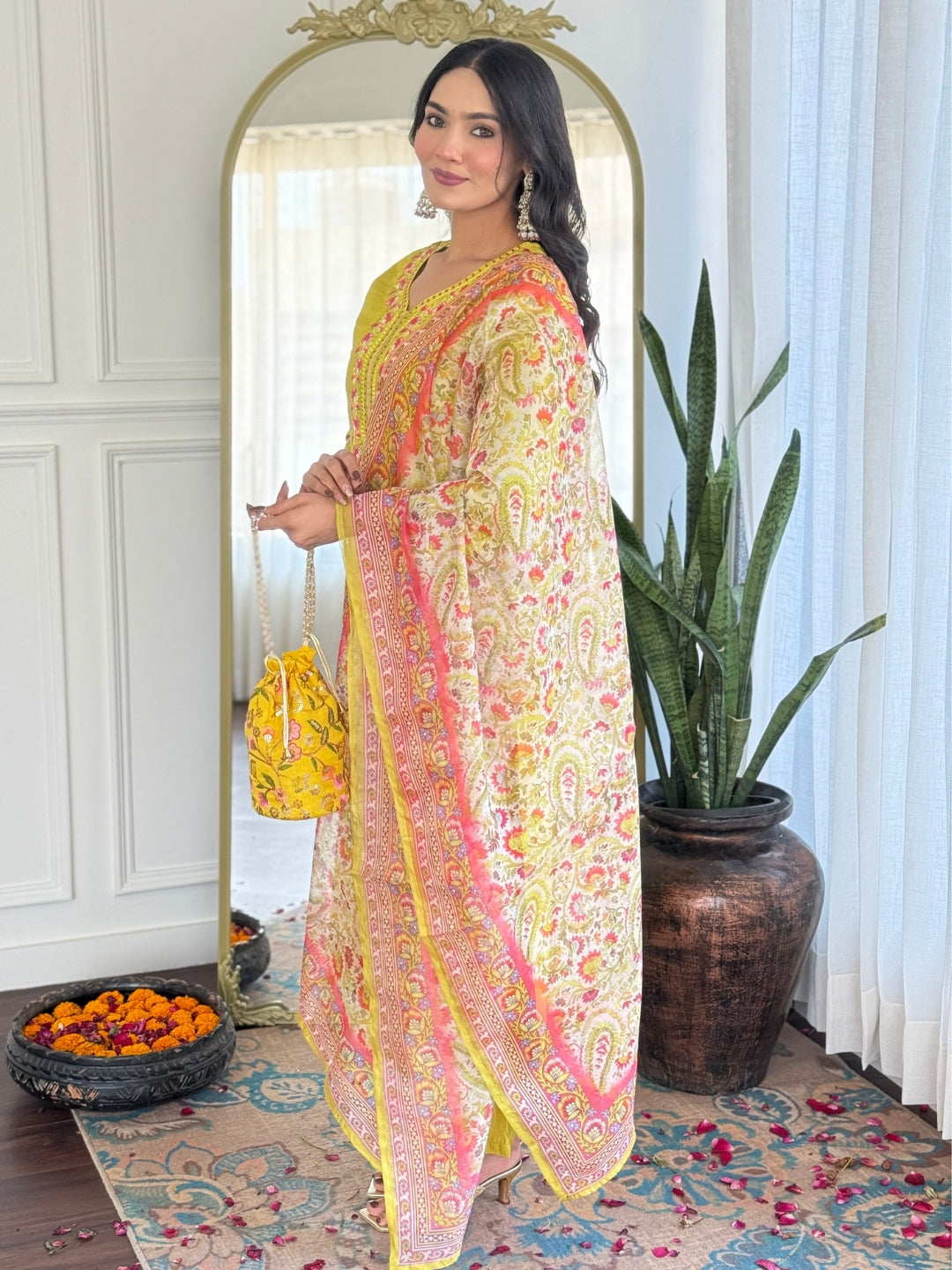 The52 Women's Gorgeous Rayon Embroidery work Straight Kurta with Pant and Dupatta Set 