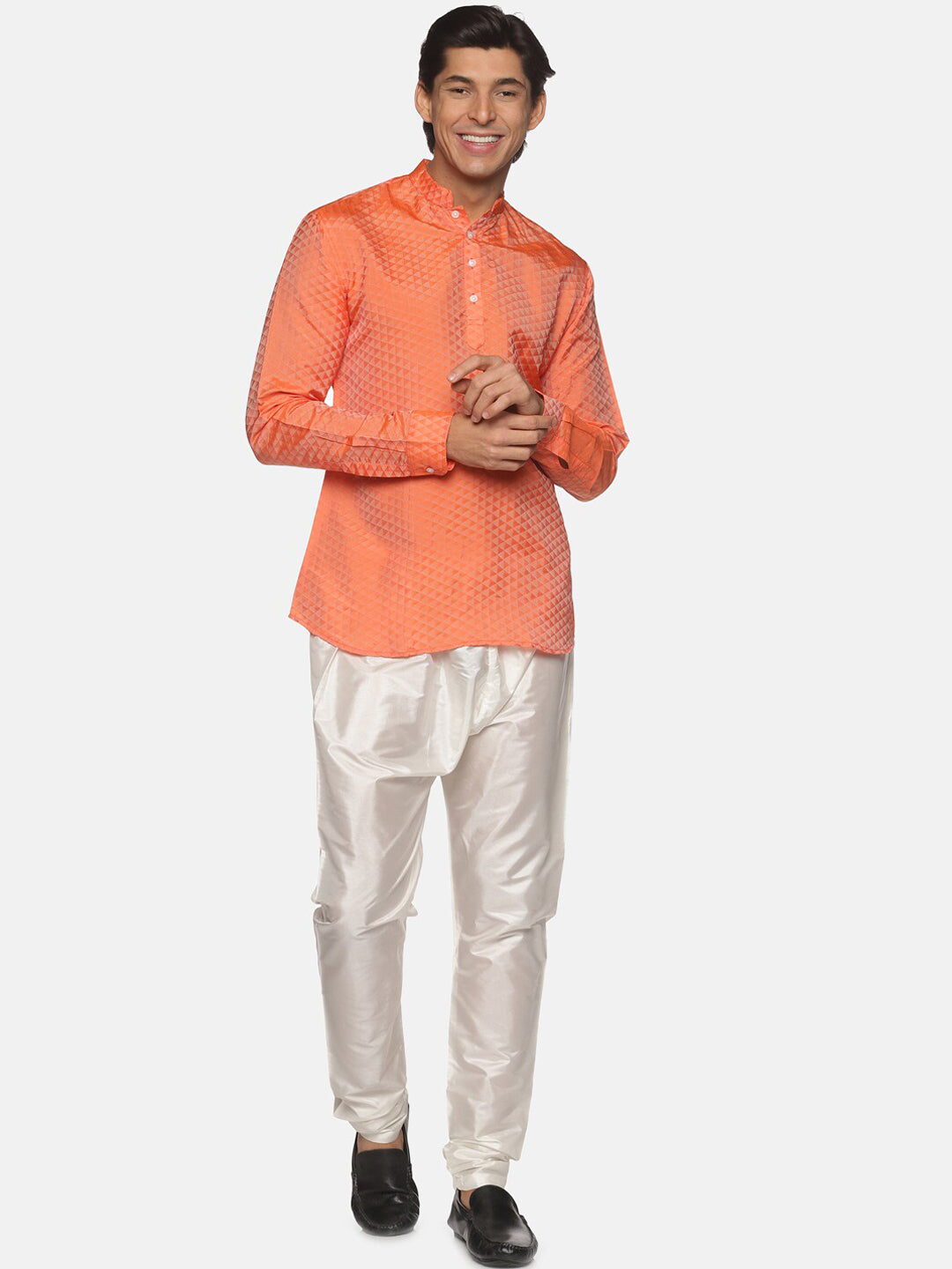 Sethukrishna Mens Orange Kurta with Pyjamas