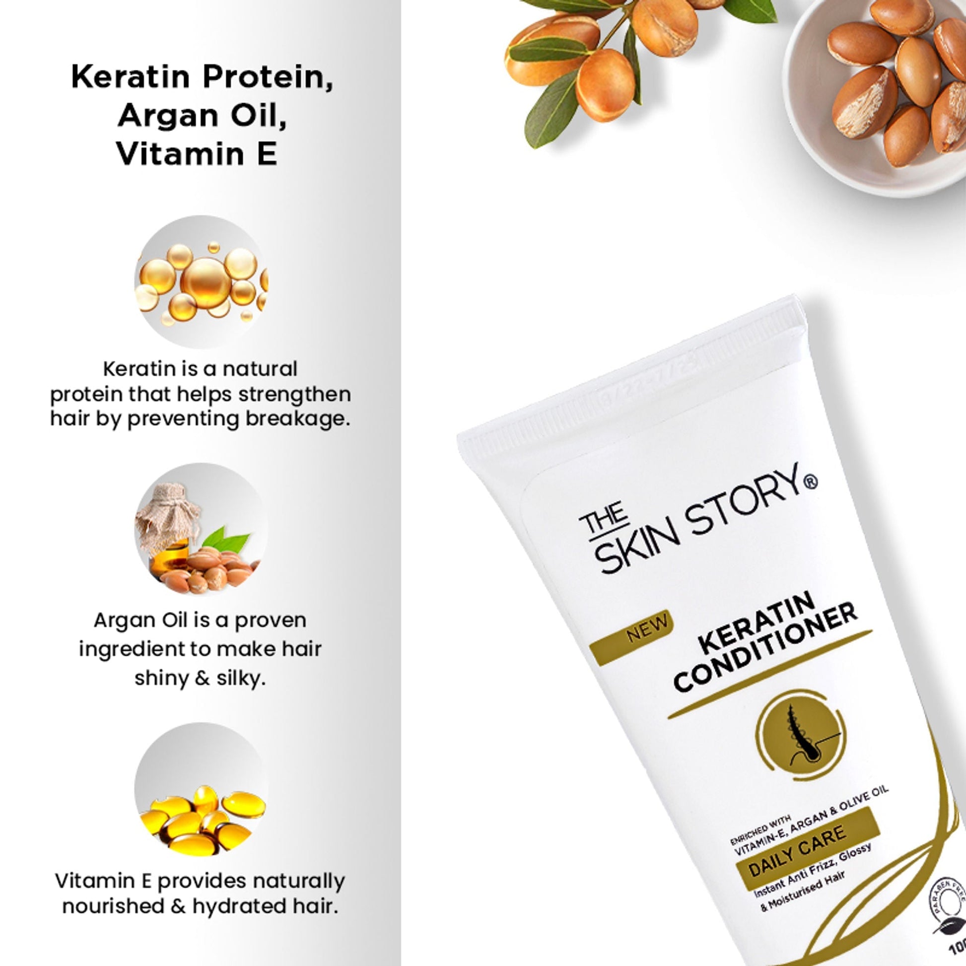The Skin Story Sulphate Free Anti Frizz Keratin Hair Conditioner, Instant Gloss Smooth Shine, Vit E  Grab2Buy The Skin Story Grab2Buy