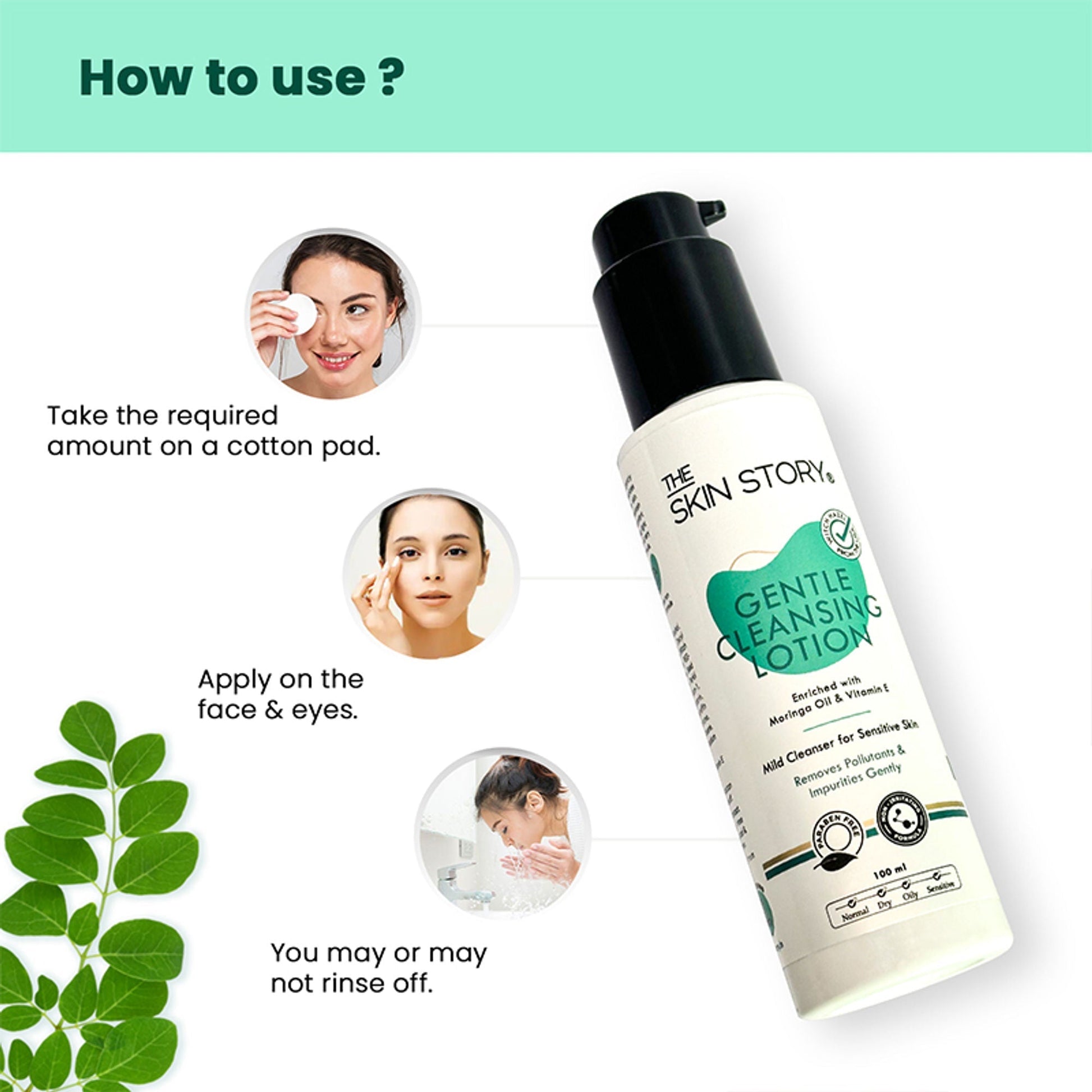 The Skin Story Gentle Face Cleanser Lotion For Deep Cleansing Moisturizing Makeup Removal - Moringa  Grab2Buy The Skin Story Grab2Buy