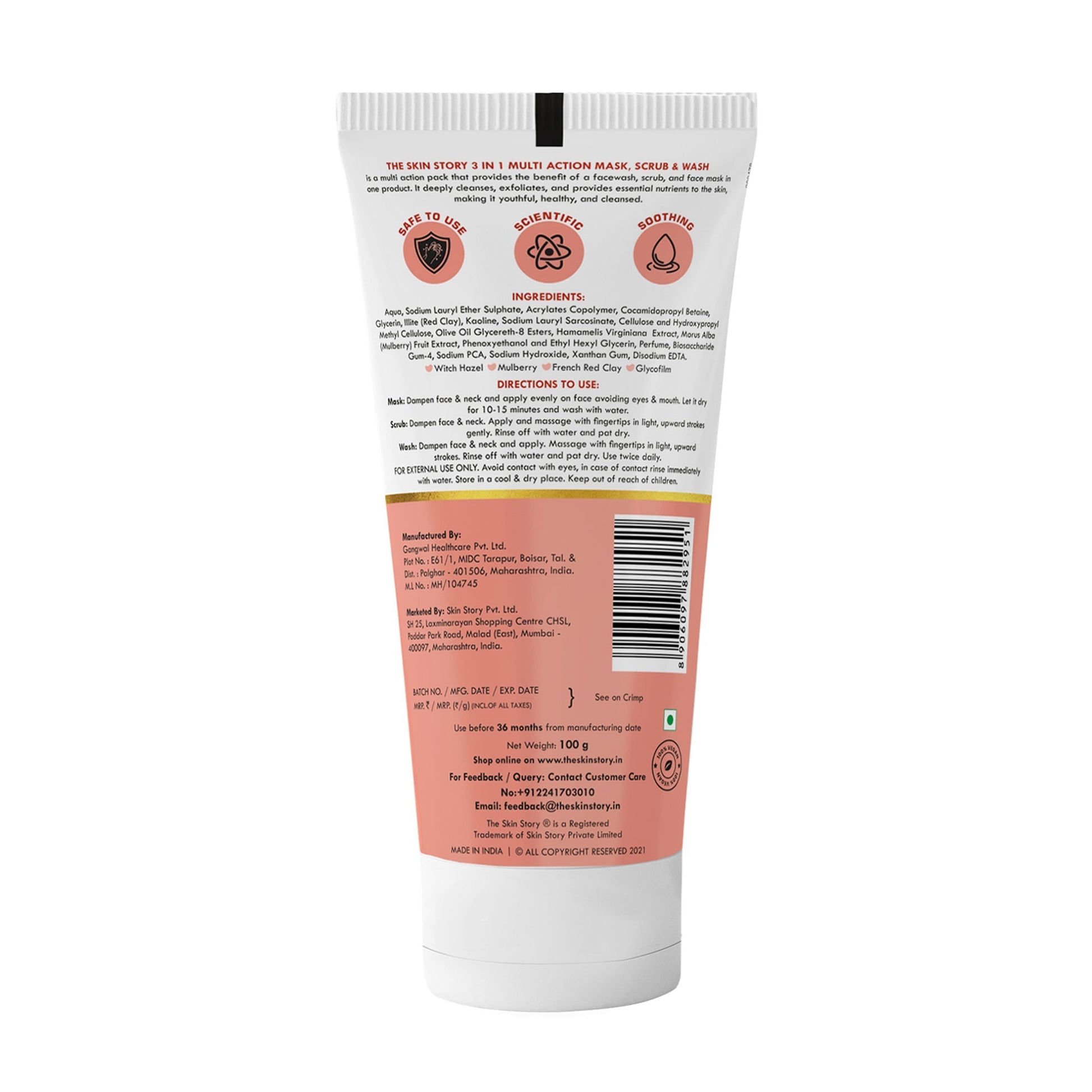The Skin Story 3 in 1 Multi Action Face Mask, Scrub & Wash For Deeply Cleansed  Grab2Buy The Skin Story Grab2Buy
