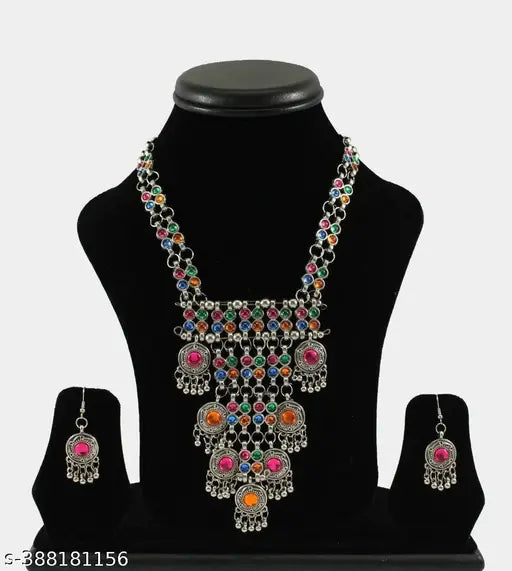 Tehzeeb Creations Women's Multi Colour Meenakari Work Necklace Set Tehzeeb Creations