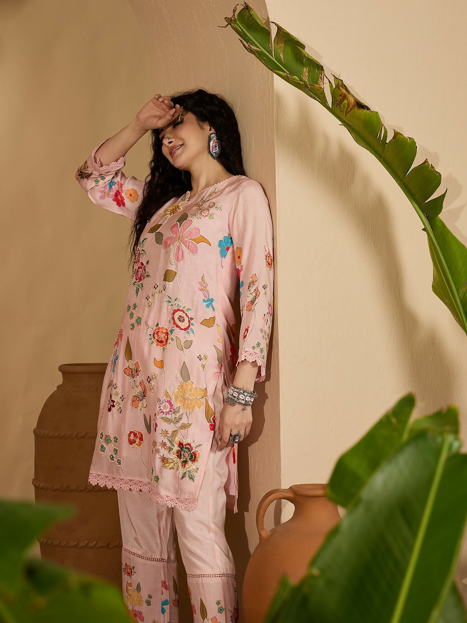 Joban Fashion Printed Pink Pure Cotton Cord Set