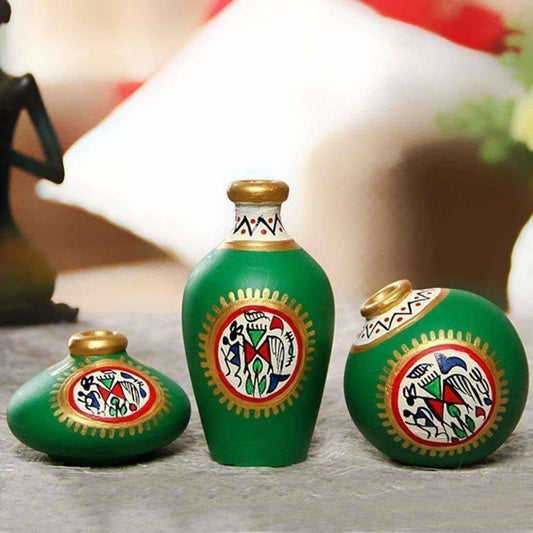 Hand-Painted Home Decorative Miniature Small Pots Set ( Set of 3 Mini Pots) - Grab2buy