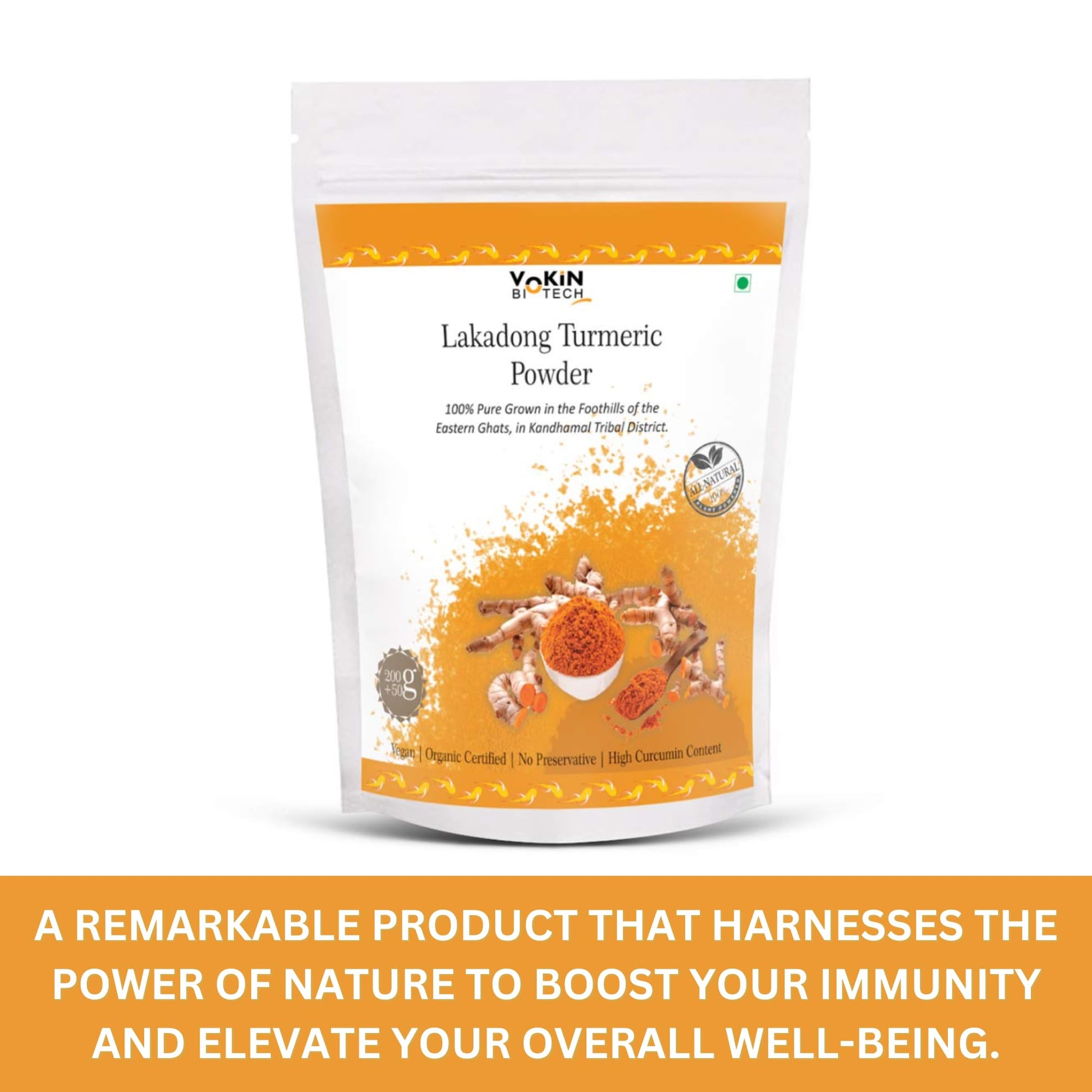Vokin Biotech Lakadong Turmeric Powder | High Curcumin Content 7-9% Haldi Powder | Immunity Booster  Grab2Buy Vokin Biotech Grab2Buy