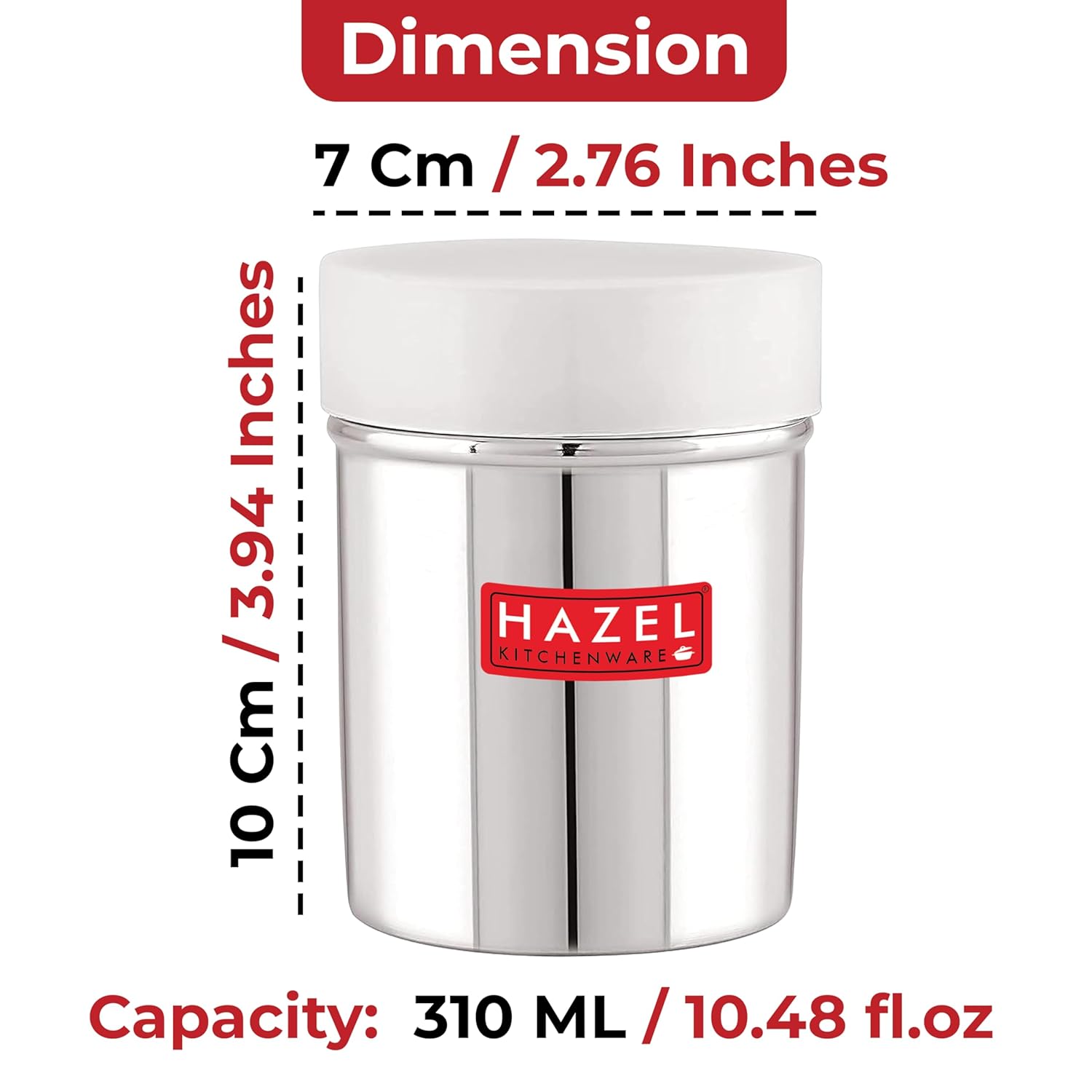 HAZEL Stainless Steel Powder Shaker with ABS Lid | 310 ML