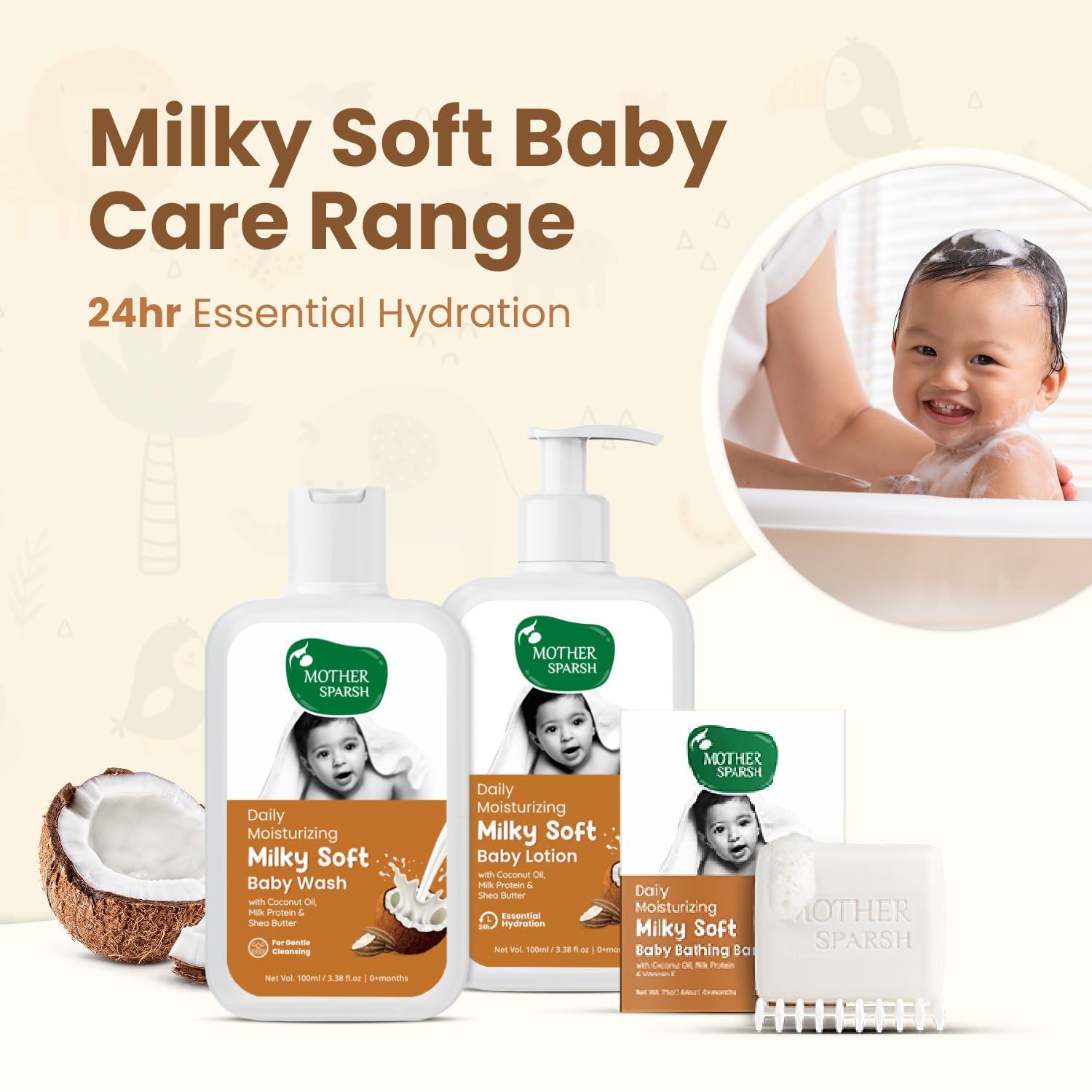 Mother Sparsh Gift Set for Babies, Combo of 5 Baby Skin Care Essentials (Sunshine Box) 