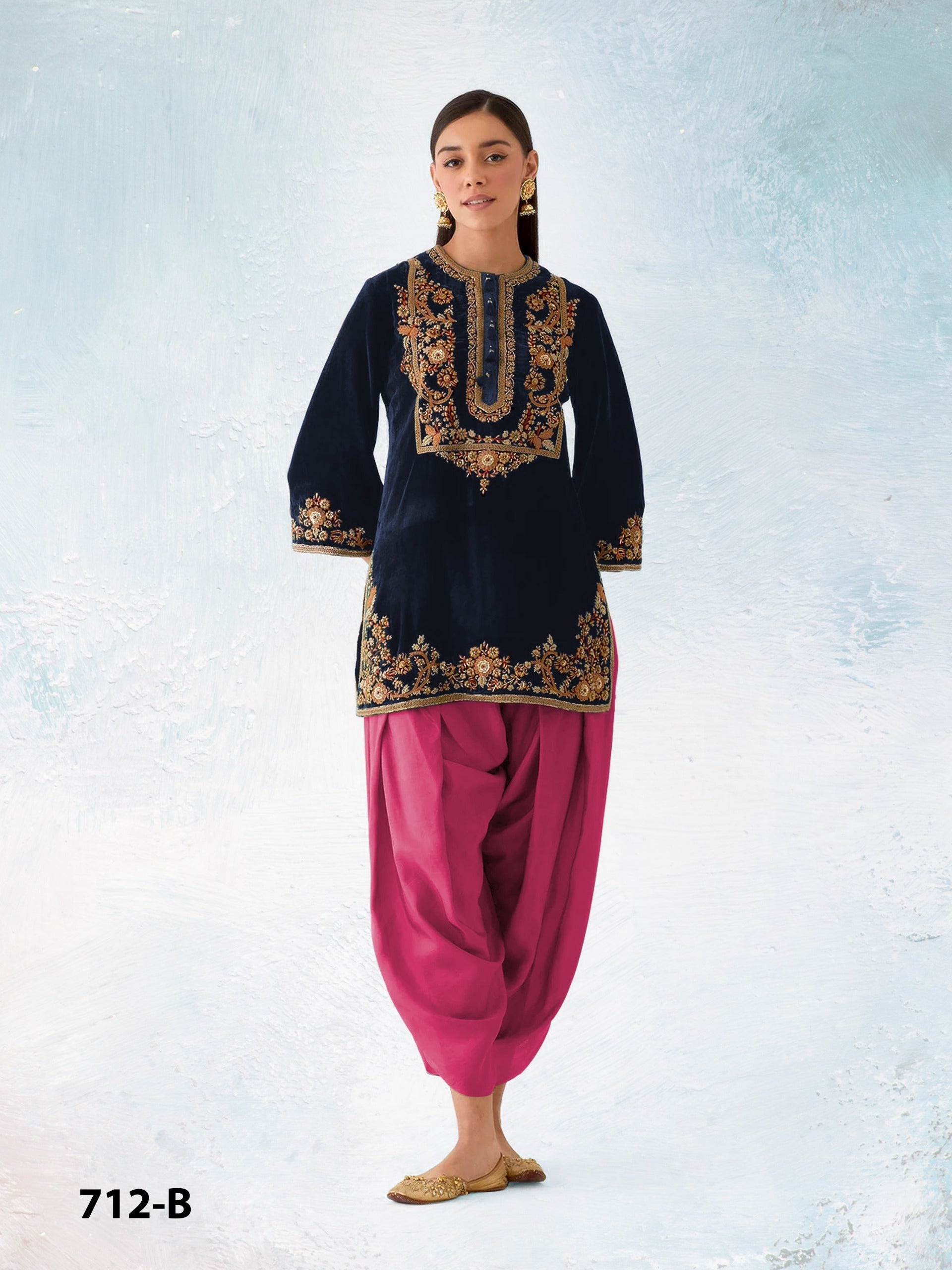 Anaita Black-Red Embroidery Sequence & Thread Work Velvet Salwar Suit