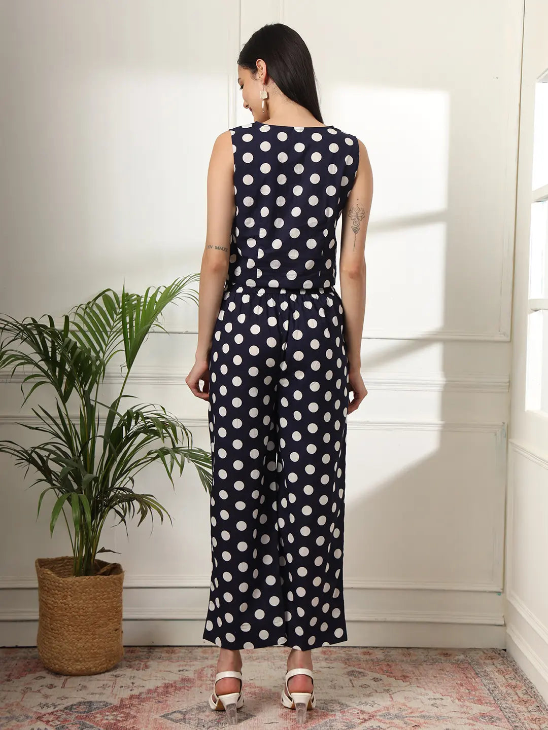Yufta Blue Cotton Polka Top  Grab2Buy Yufta Grab2Buy