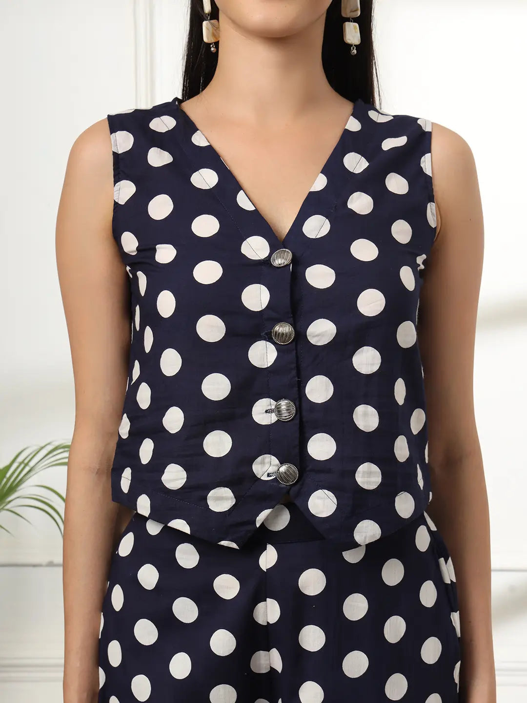 Yufta Blue Cotton Polka Top  Grab2Buy Yufta Grab2Buy