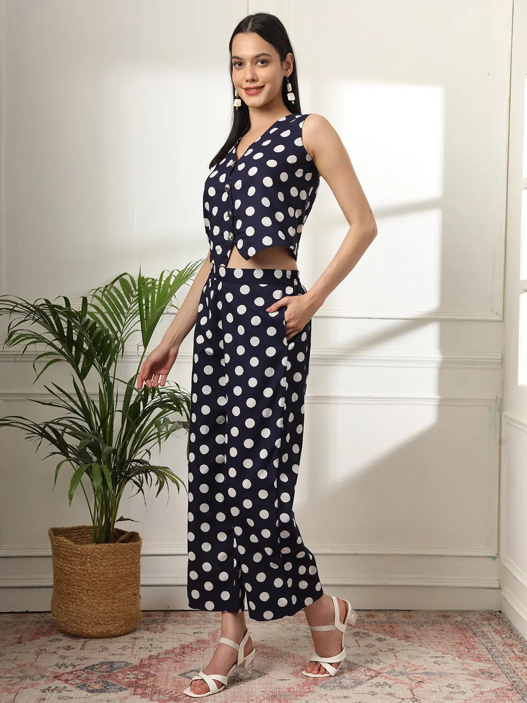 Yufta Blue Cotton Polka Top  Grab2Buy Yufta Grab2Buy