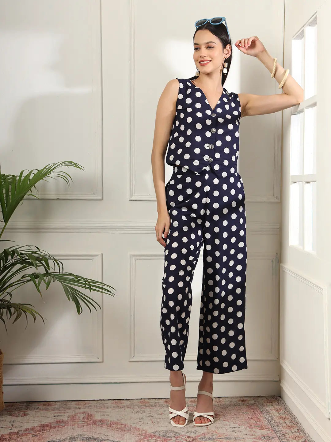 Yufta Blue Cotton Polka Top  Grab2Buy Yufta Grab2Buy