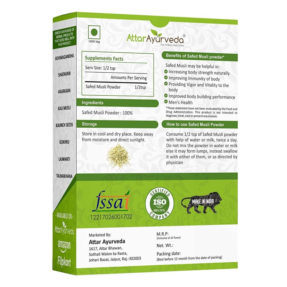 Attar Ayurveda Safed Musli Powder 