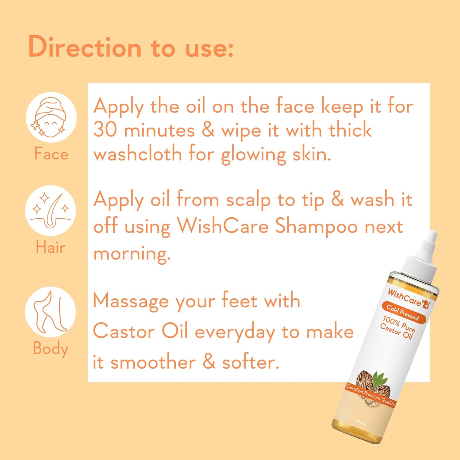 WishCare Premium Cold Pressed Castor Oil  Grab2Buy Wishcare Grab2Buy