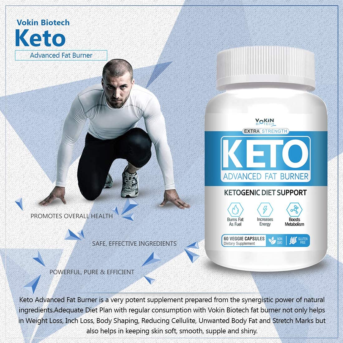 Vokin Biotech Keto Capsules Advance Weight Loss Fat Burner Supplement with (Green Tea + Garcinia Cambogia + Green Coffee) Extract Capsules  Grab2Buy Vokin Biotech Grab2Buy