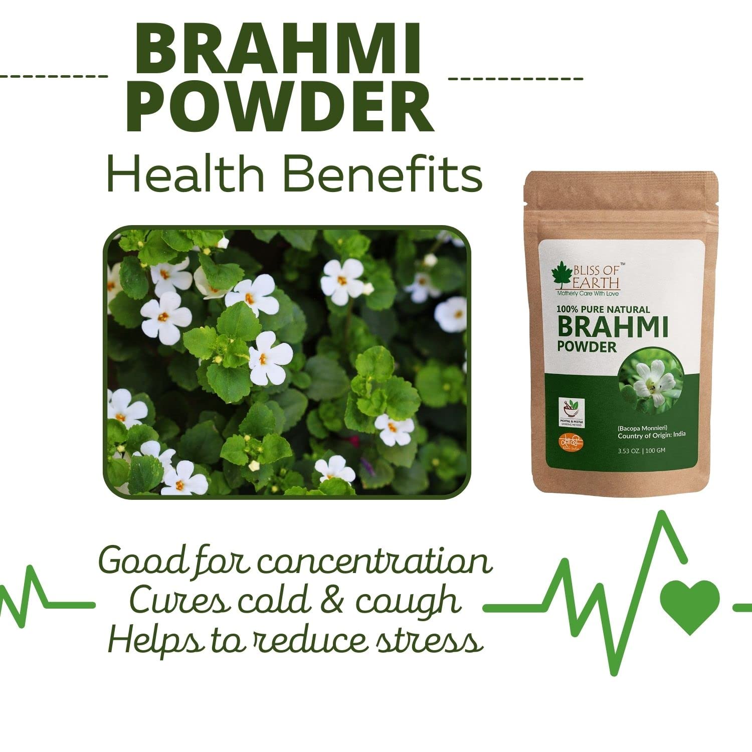 Bliss of Earth 100% Pure Natural Brahmi Powder 