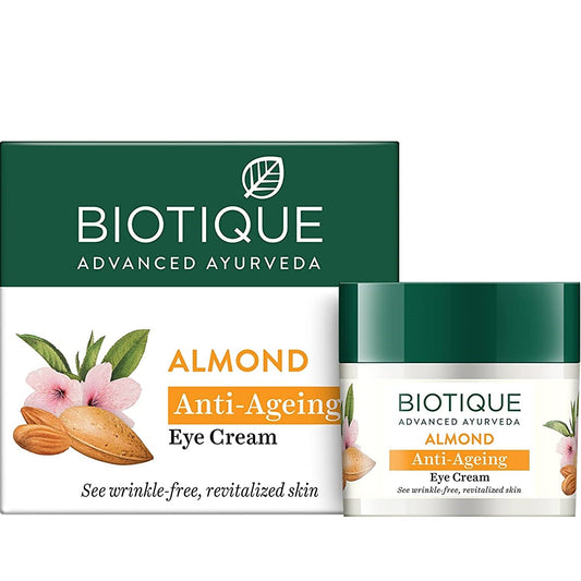 Biotique Advanced Ayurveda Bio Almond Soothing & Nourishing Eye cream - Distacart