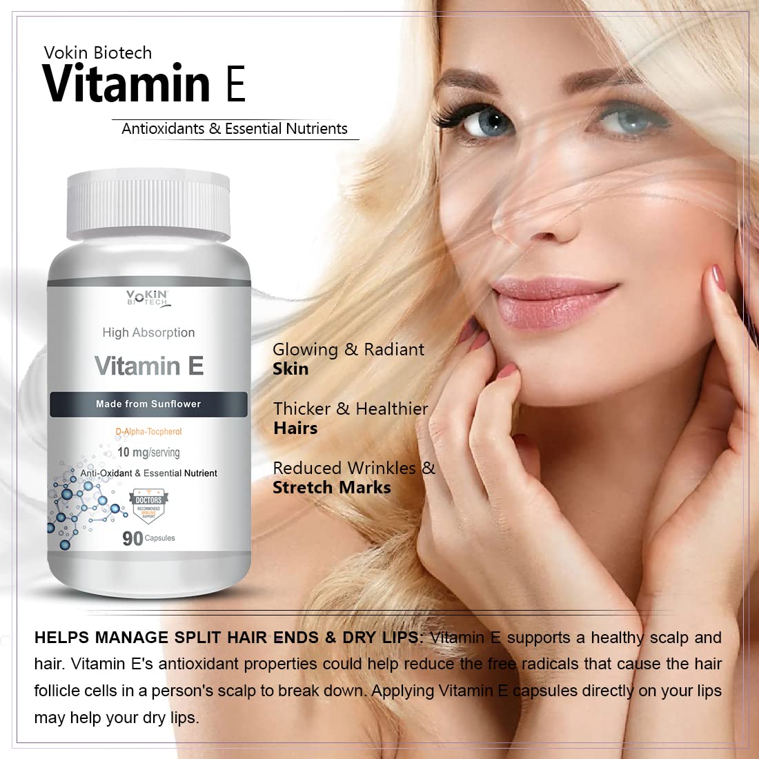 Vokin Biotech Natural Vitamin E from Sunflower - D-Alpha-Tocpherol - 10mg  Grab2Buy Vokin Biotech Grab2Buy