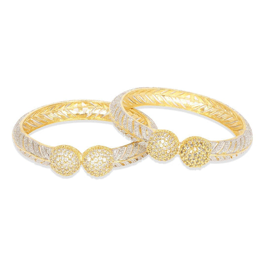 Gold-Plated Alloy Gold Silver American Diamond 4 Bangles - The Pari - Grab2buy