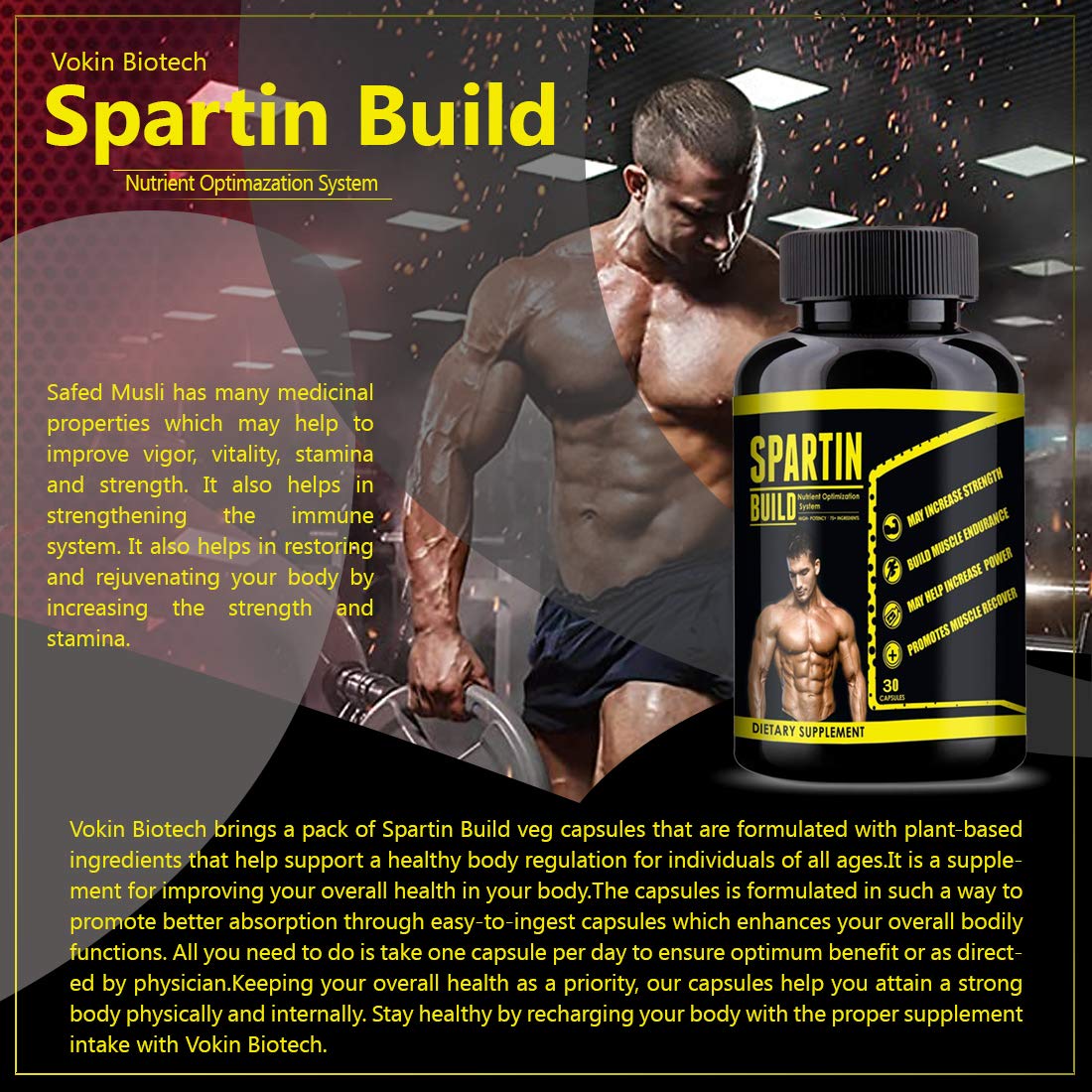 Vokin Biotech Spartin Build With Ashwagandha, Safed Musli and Shatavari  Grab2Buy Vokin Biotech Grab2Buy
