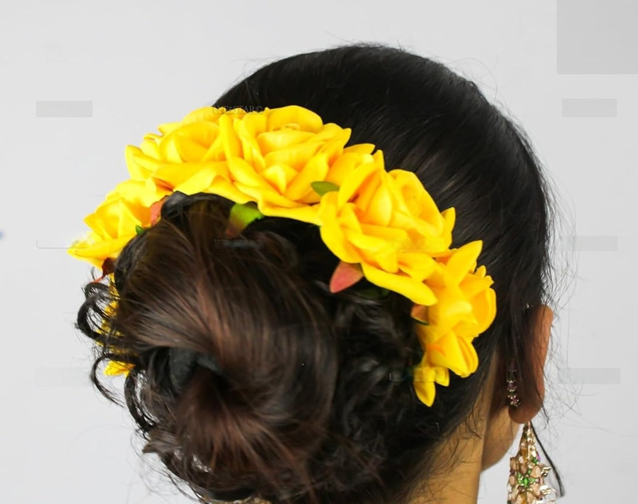 Yellow Velvet Rose Gajra  Grab2Buy Mokshi Collections Grab2Buy