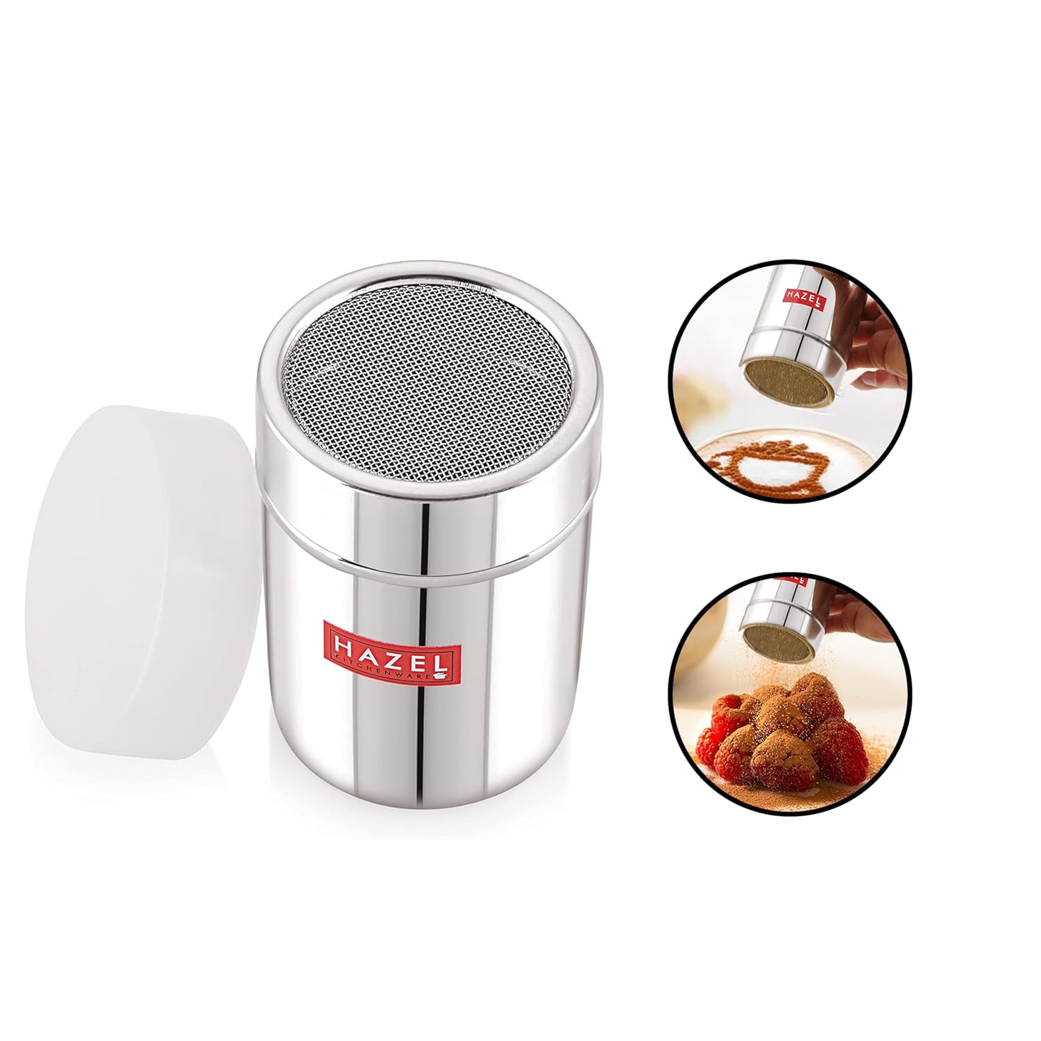 HAZEL Stainless Steel Powder Shaker with ABS Lid | 310 ML