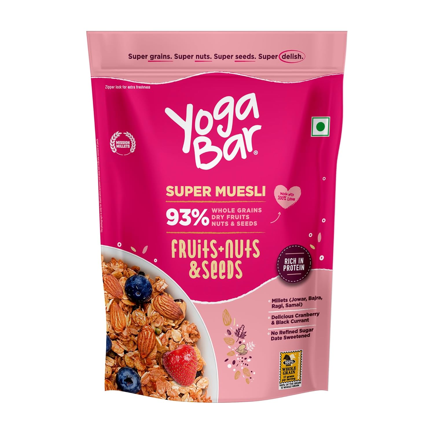 Yoga Bar Fruits, Nuts + Seeds Wholegrain Muesli 