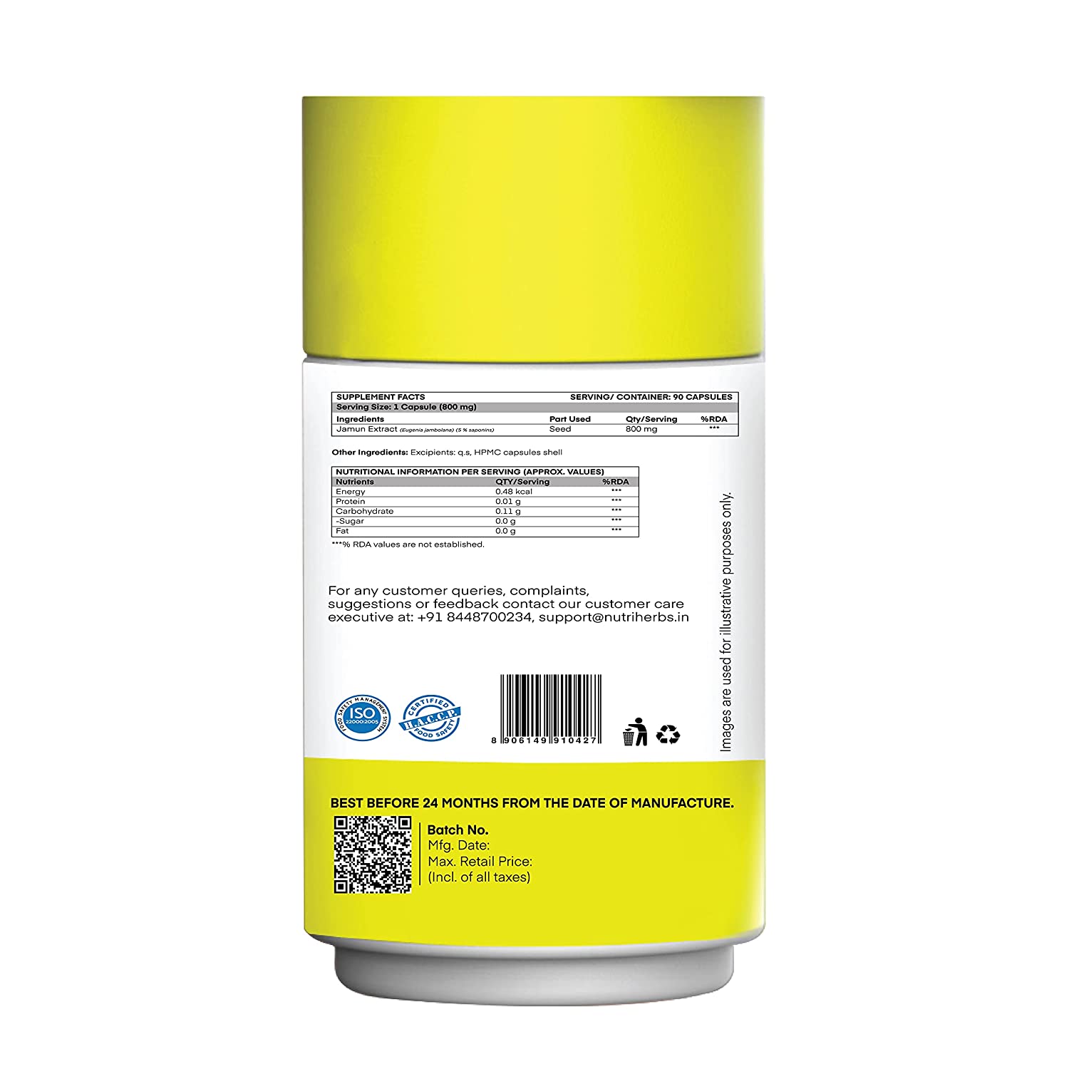 Nutri Herbs Organic Jamum Extract For Sugar Control Capsules