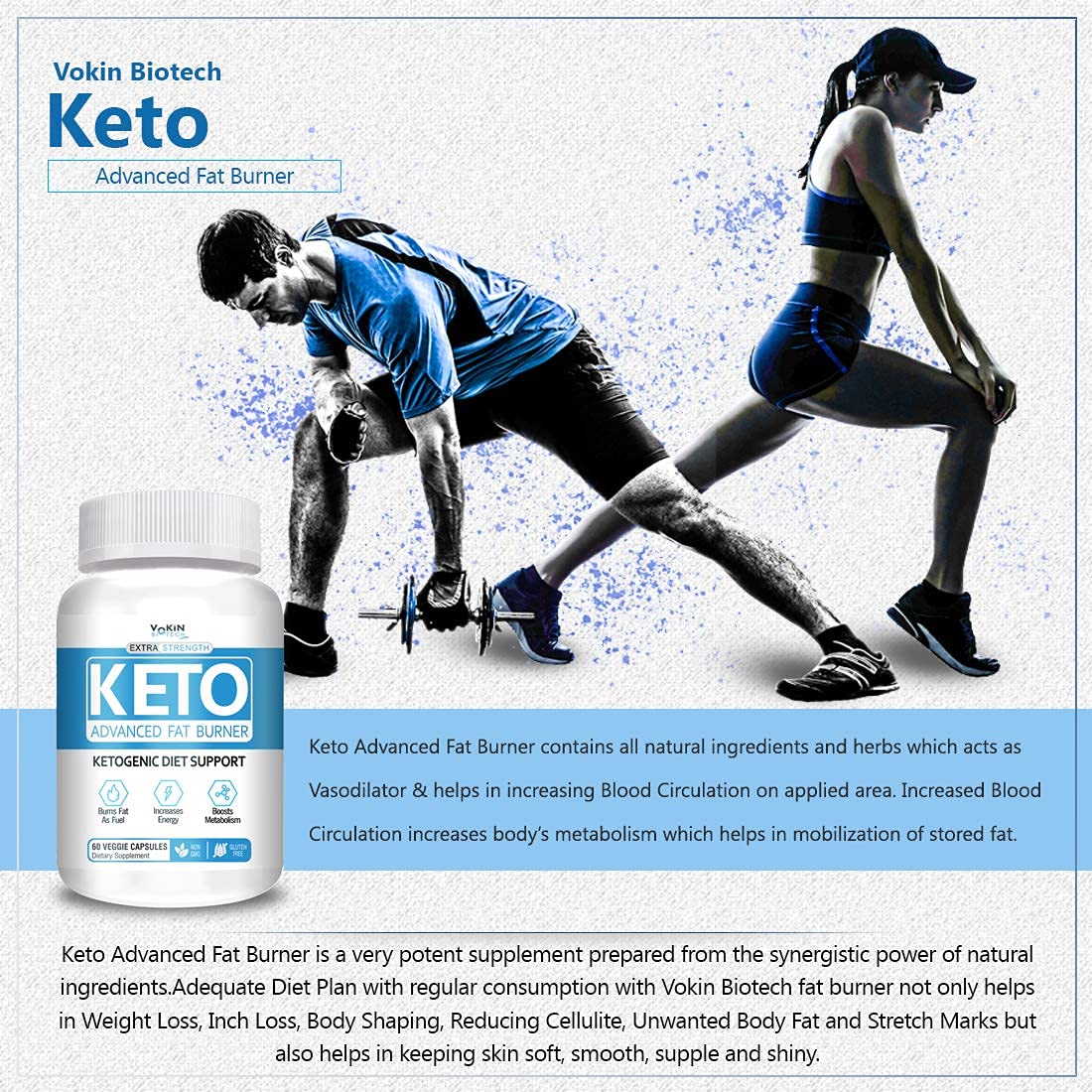 Vokin Biotech Keto Capsules Advance Weight Loss Fat Burner Supplement with (Green Tea + Garcinia Cambogia + Green Coffee) Extract Capsules  Grab2Buy Vokin Biotech Grab2Buy