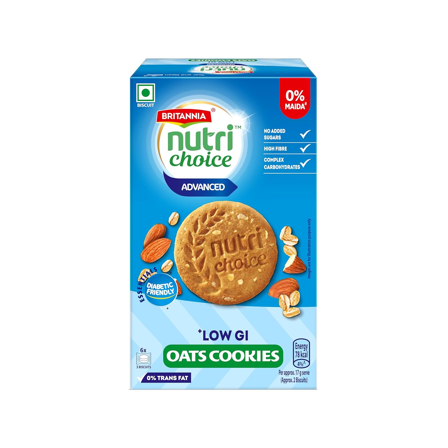 Britannia NutriChoice Essentials Oats Cookies - No Added Sugar 