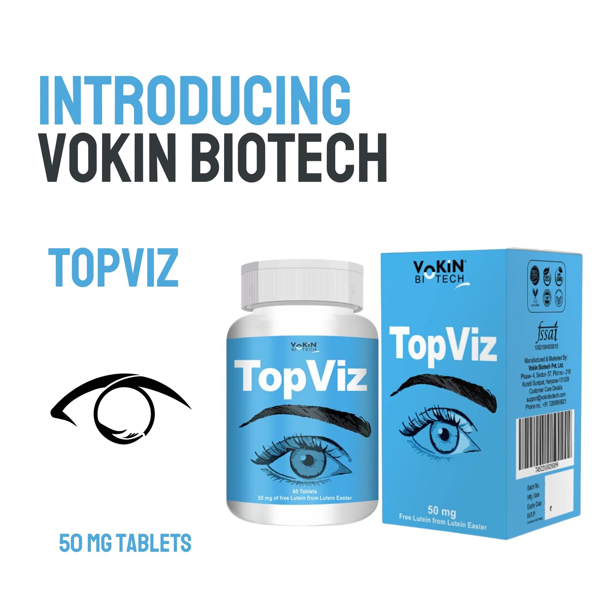 Vokin Biotech Topviz Eye Care Supplement To Improve Vision, Blue Light & Digital Guard (Lutein, Zeaxanthin)  Grab2Buy Vokin Biotech Grab2Buy
