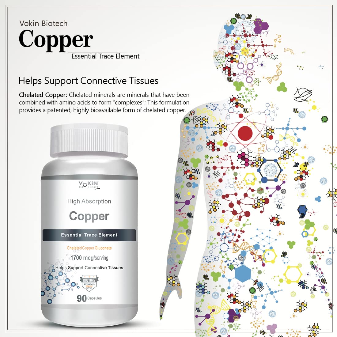 Vokin Biotech Chelated Copper Gluconate – Support Connective Tissues –1700mcg  Grab2Buy Vokin Biotech Grab2Buy