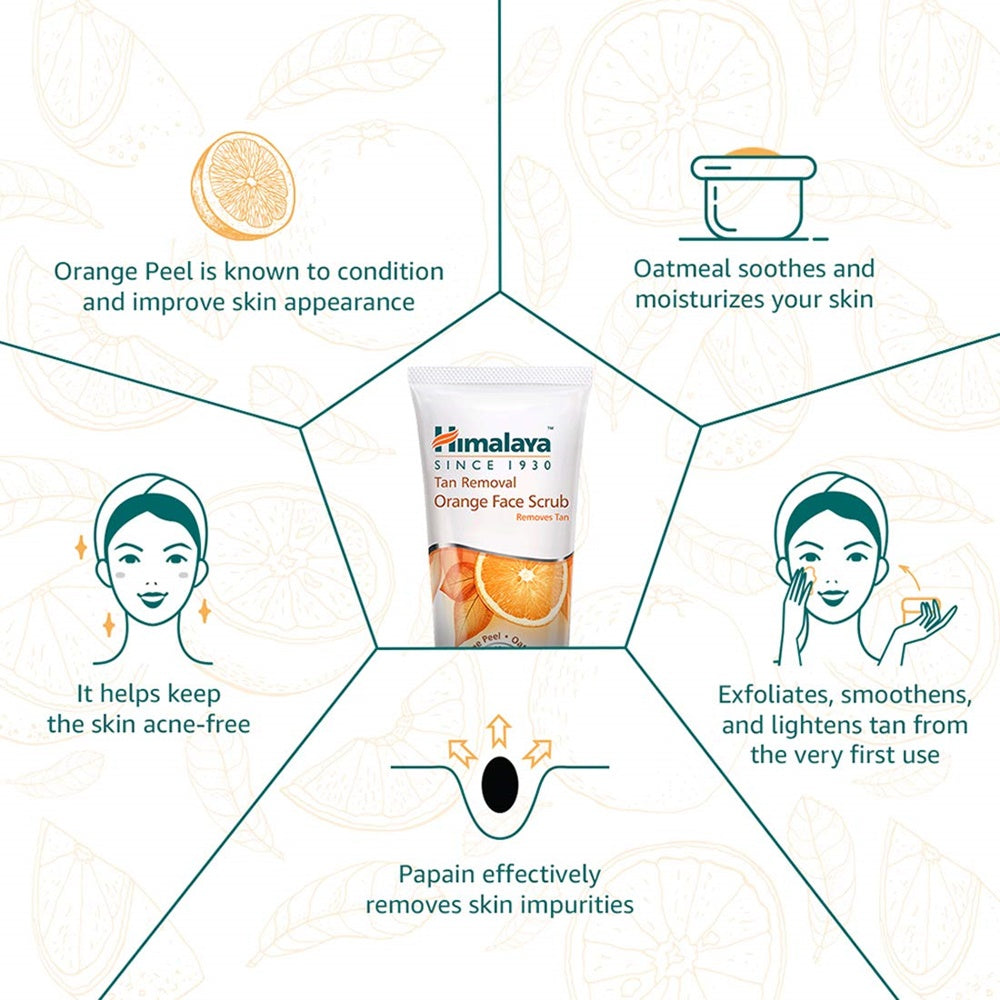 Himalaya Tan Removal Orange Face Scrub | Ayurvedic Brightening Scrub for Sun-Tanned Skin 
