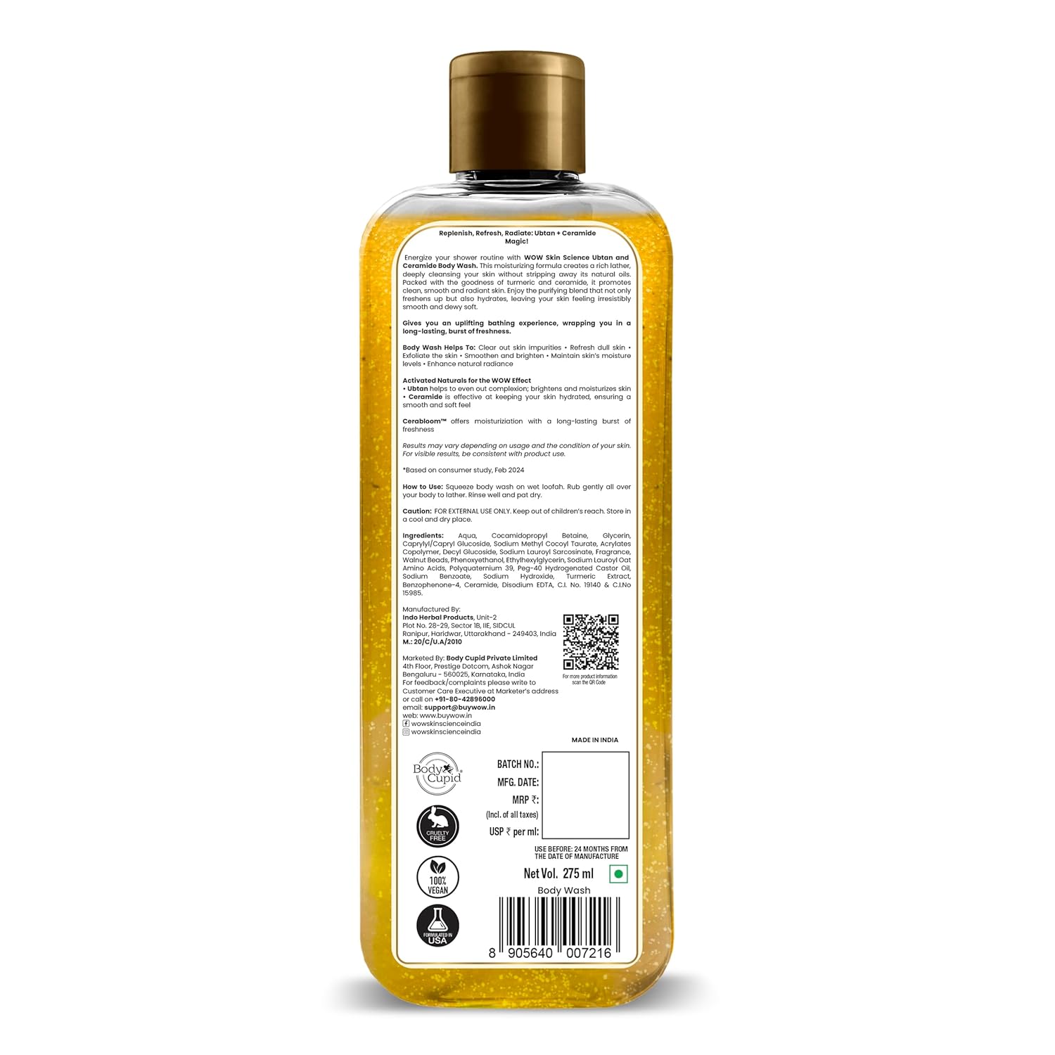 WOW Skin Science Ubtan & Ceramide Body Wash For Revives Dull Skin, Exfoliates and Softens  Grab2Buy Wow Skin Science Grab2Buy