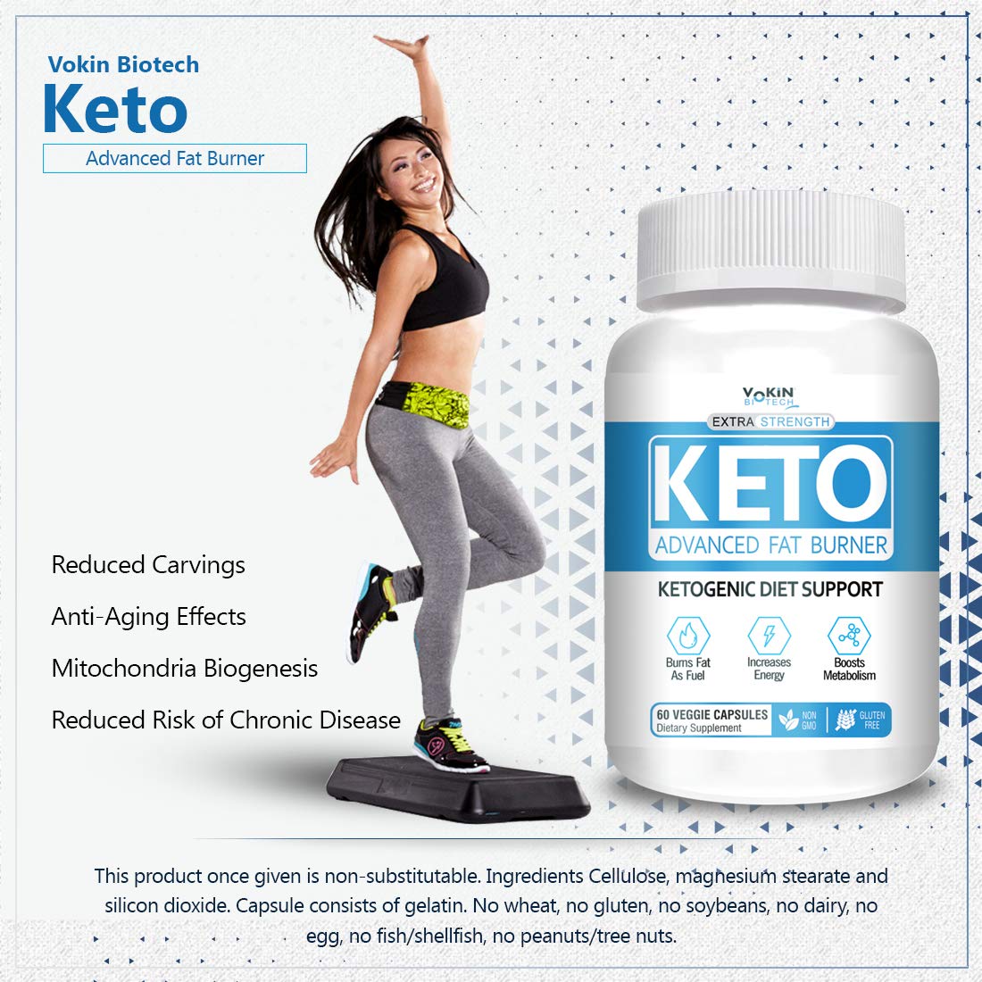 Vokin Biotech Keto Capsules Advance Weight Loss Fat Burner Supplement with (Green Tea + Garcinia Cambogia + Green Coffee) Extract Capsules  Grab2Buy Vokin Biotech Grab2Buy