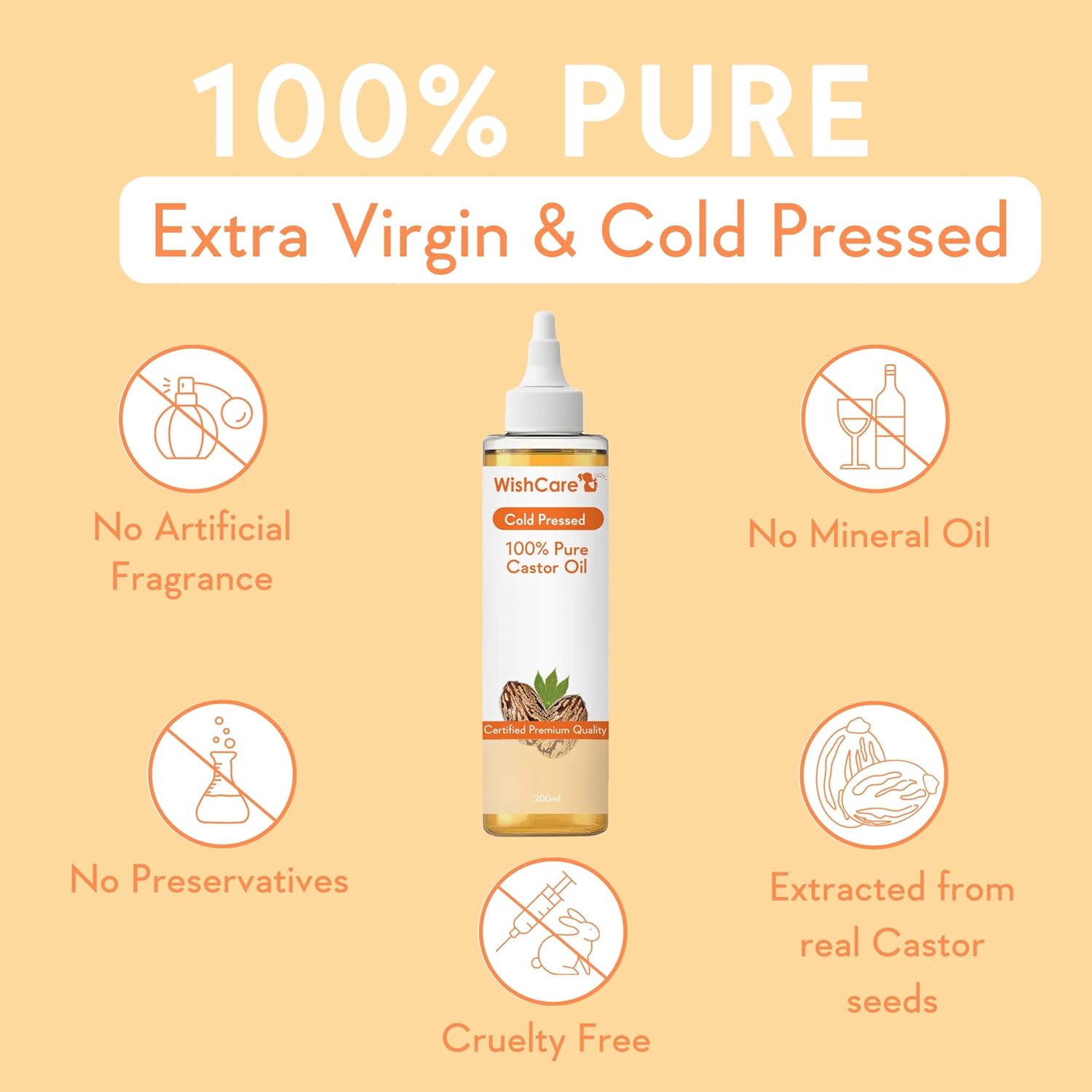 WishCare Premium Cold Pressed Castor Oil  Grab2Buy Wishcare Grab2Buy