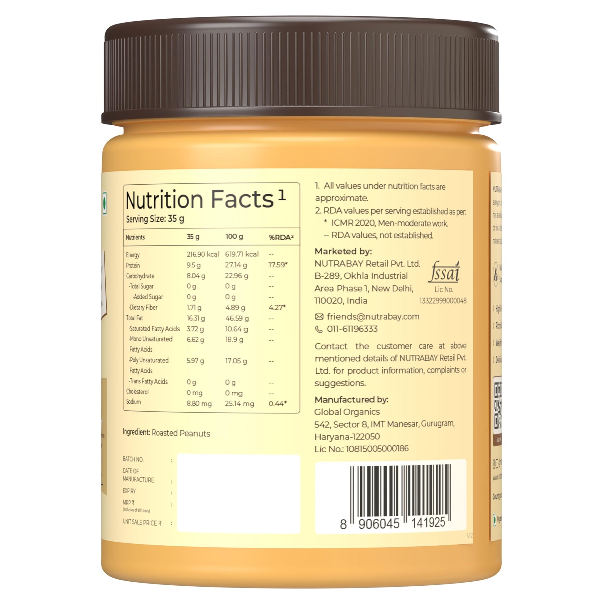 Nutrabay Unsweetened Peanut Butter (Creamy)