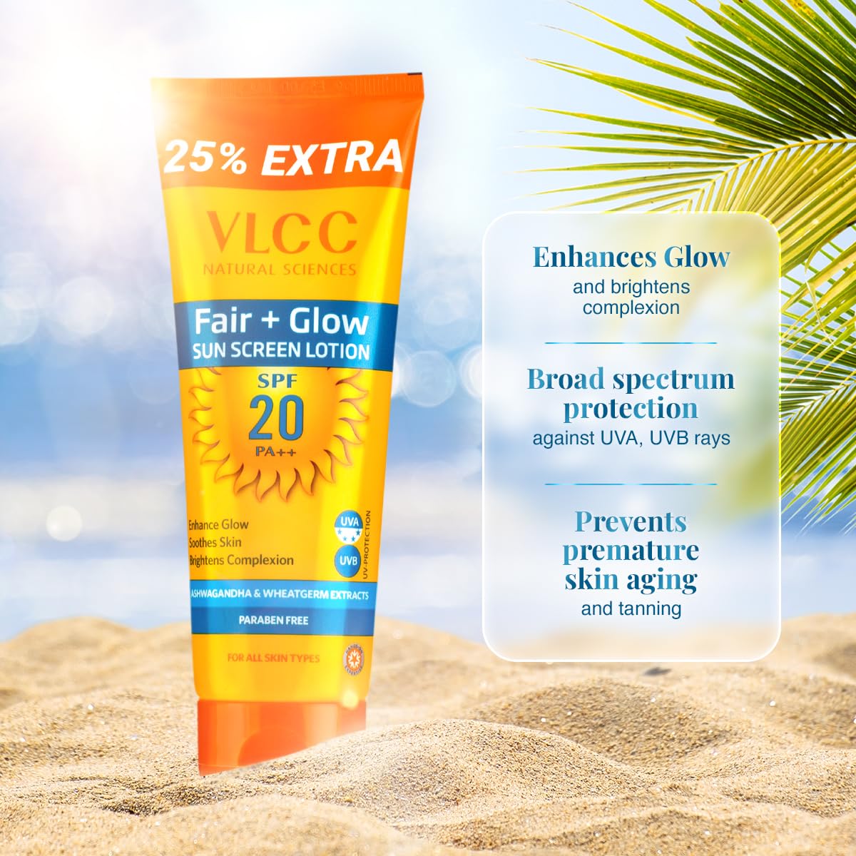 VLCC Fair+Glow Sun Screen Lotion SPF 20 PA++  Grab2Buy VLCC Grab2Buy