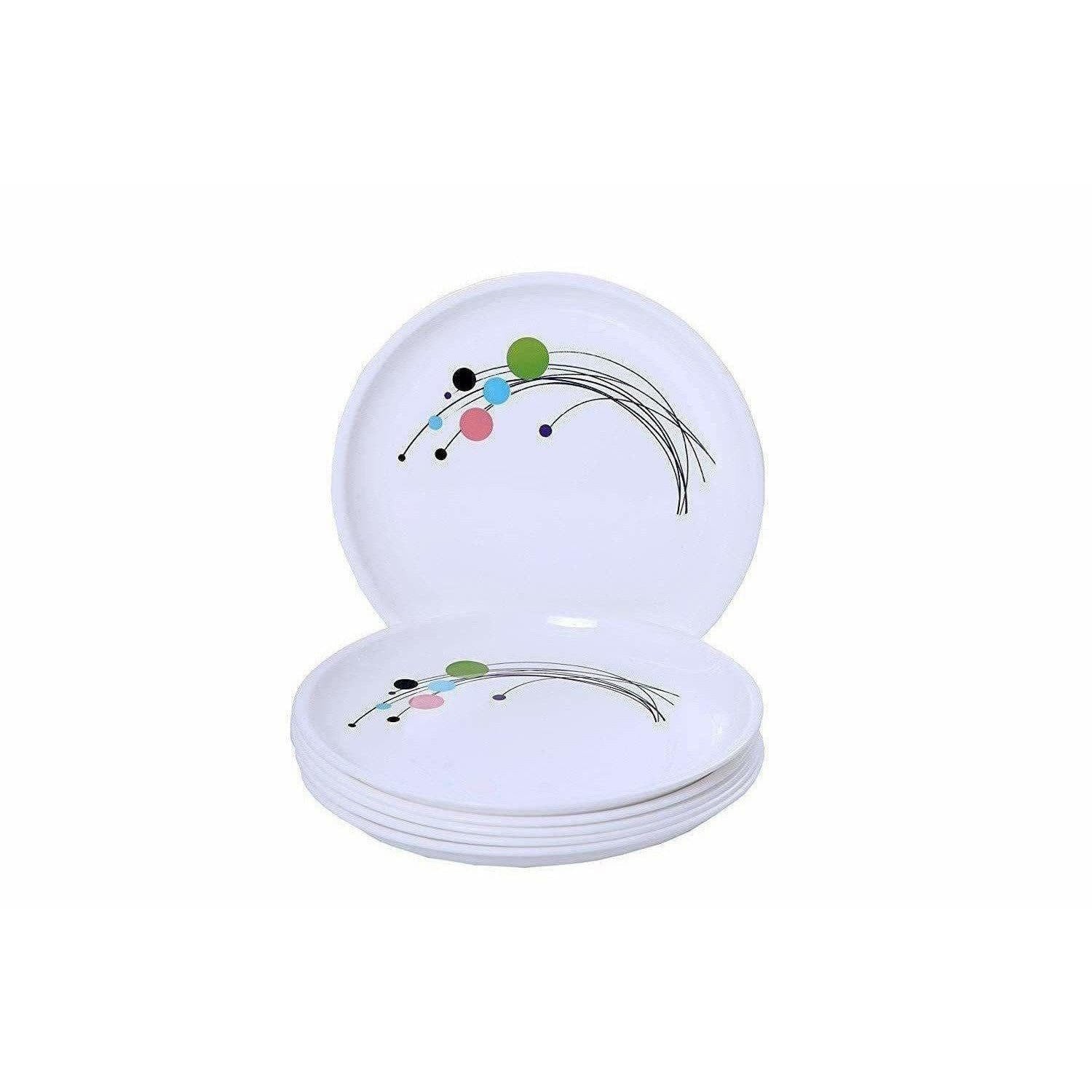 Round Plastic Half Plate Set, Set of 6, White | Grab2Buy