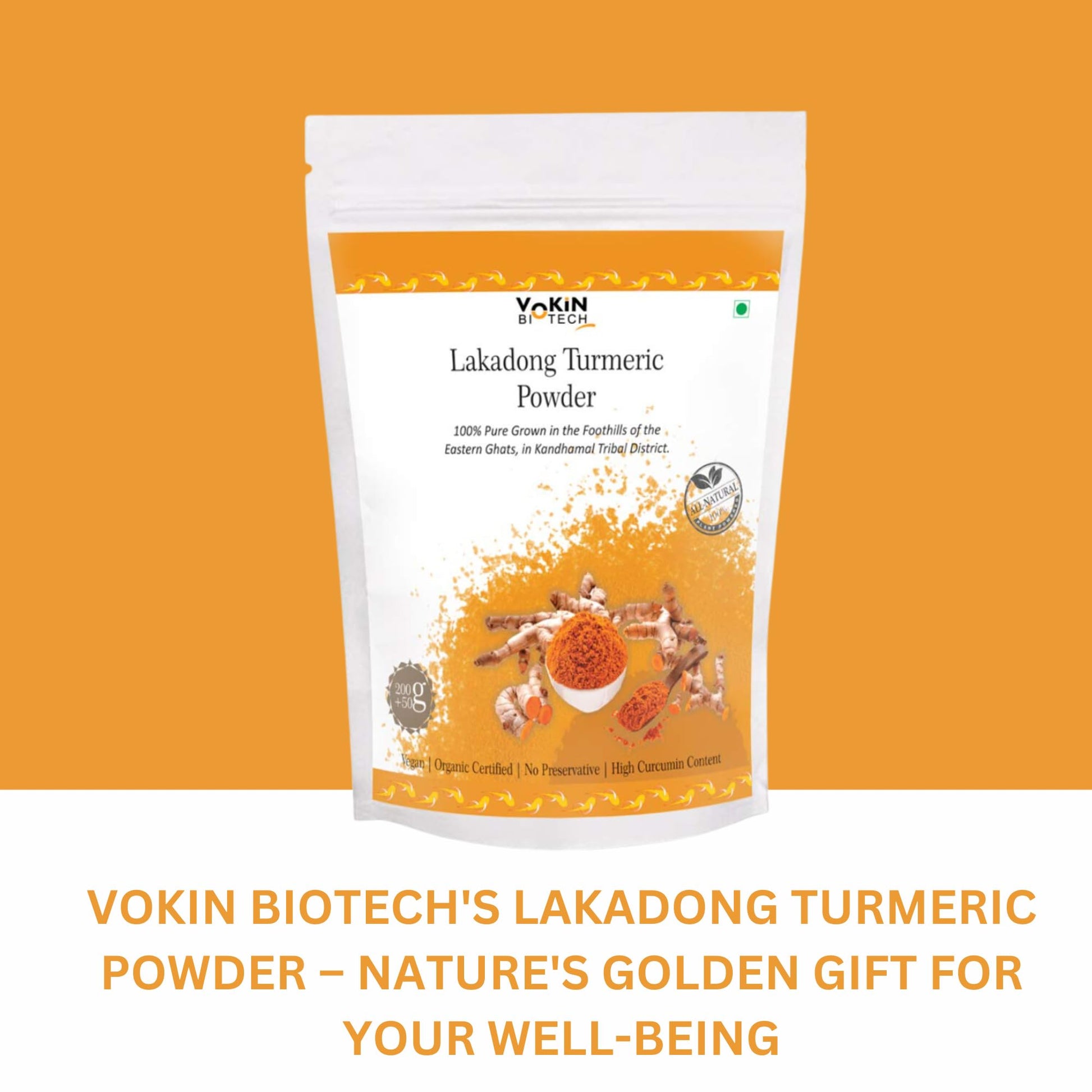 Vokin Biotech Lakadong Turmeric Powder | High Curcumin Content 7-9% Haldi Powder | Immunity Booster  Grab2Buy Vokin Biotech Grab2Buy