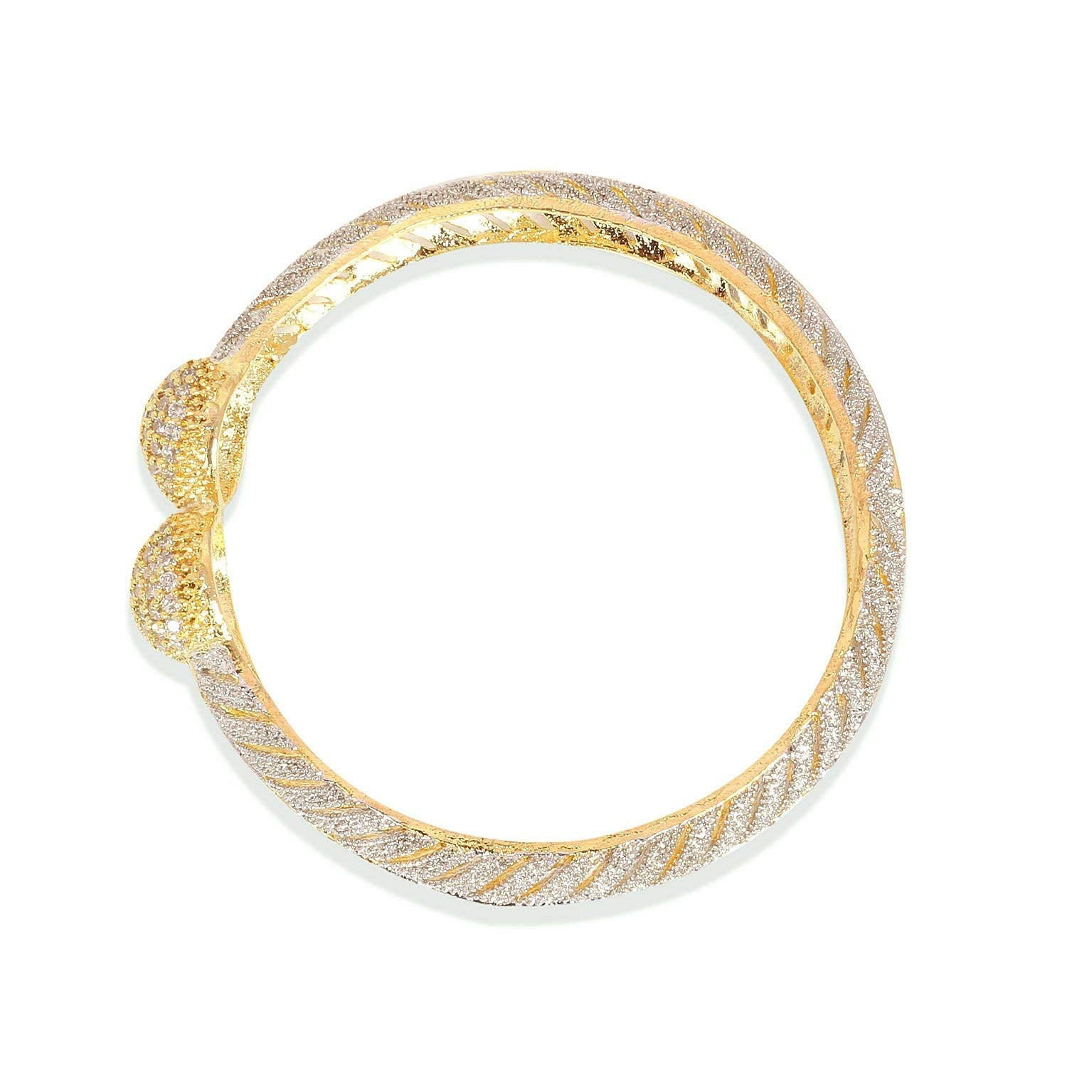 Gold-Plated Alloy Gold Silver American Diamond 4 Bangles - The Pari - Grab2buy