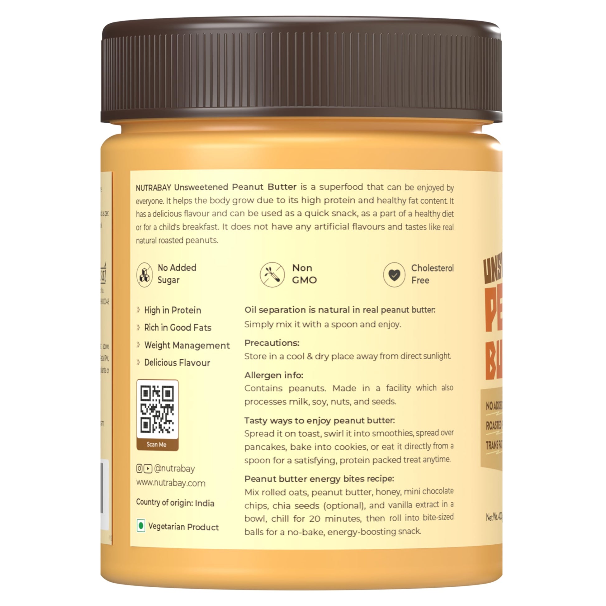Nutrabay Unsweetened Peanut Butter (Crunchy)
