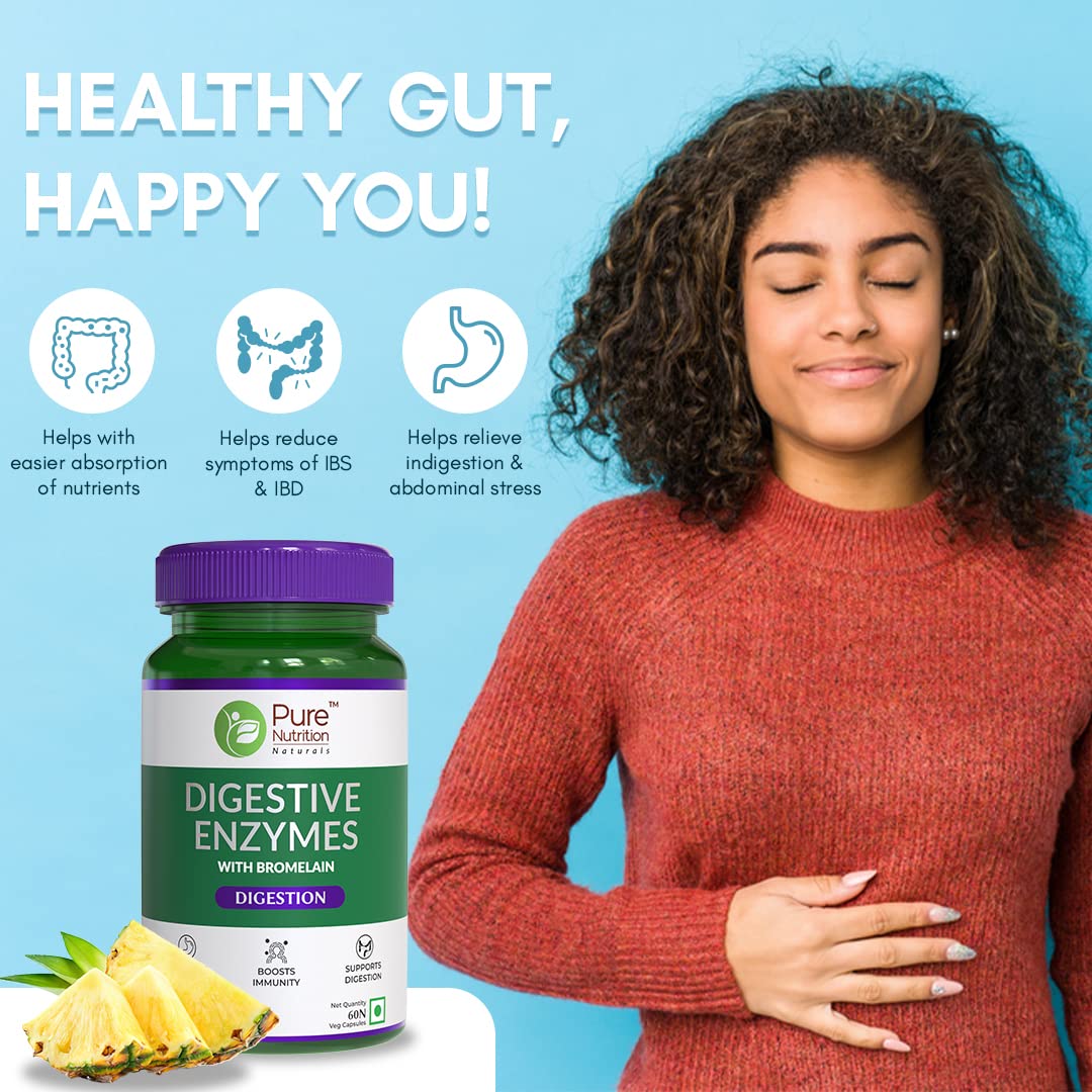 Pure Nutrition Digestive Enzymes with Bromelain Veg Capsules - Grab2buy
