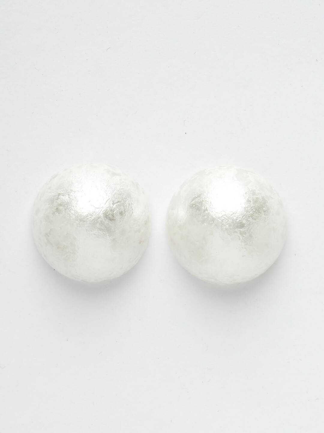 NVR Women's White Color Circular Moon Stud Earrings 