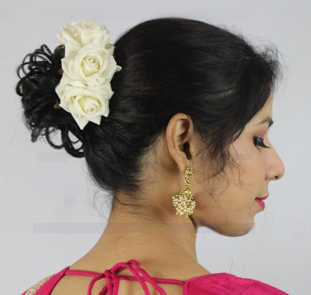 White Velvet Rose Gajra  Grab2Buy Mokshi Collections Grab2Buy
