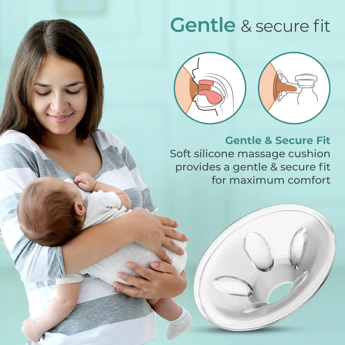 Manual Breast Pump, 3 Level Suction Adjustment, Easy Massage Cushion & Ergonomic Handle for Easy & Painless Breast Milk Expression, 2pcs Breast Pads free, Soft & Gentle, BPA Free | Hanscure