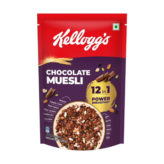 New Kellogg's Chocolate Muesli 57% Multigrain, Fruit, Nut & Seeds 