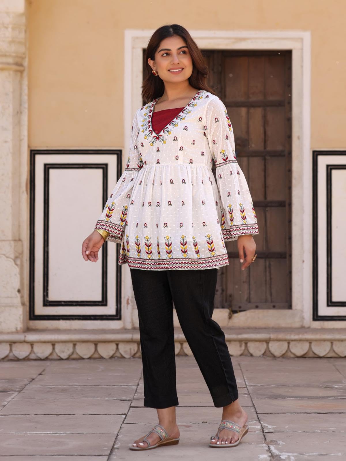 Juniper Women's Multi Floral Printed Pure Cotton Tunic With Pants